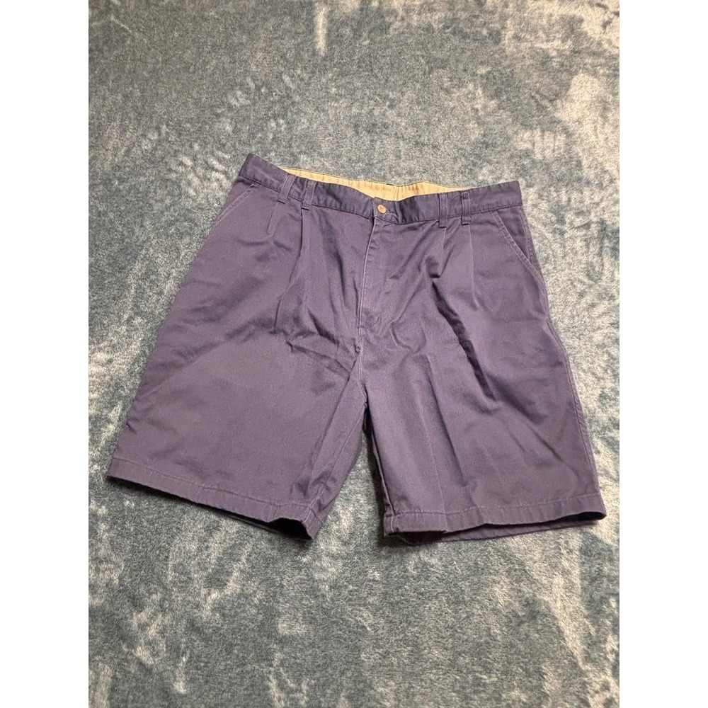 Brittania Men's Navy Blue Pleated Front 100% Cotton Twill Shorts Size 38